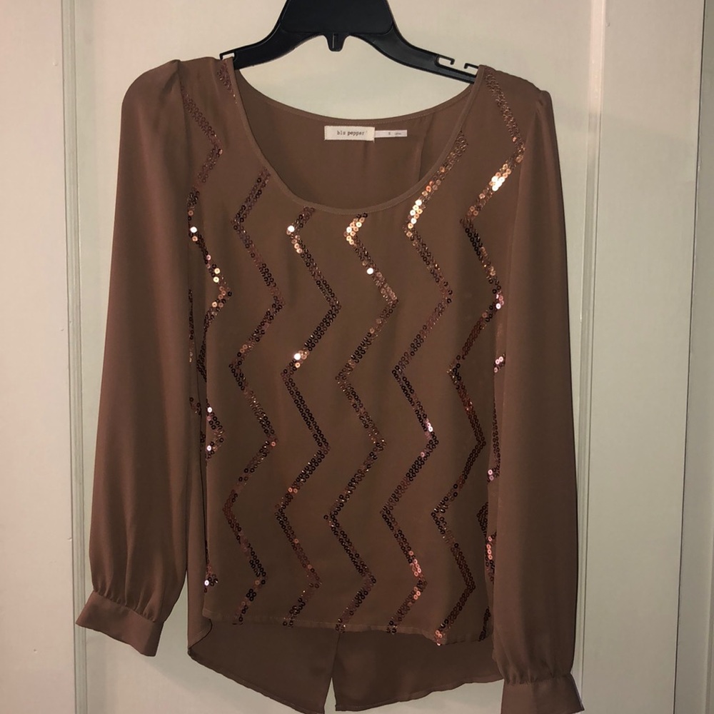 Chevron Sequined Blouse